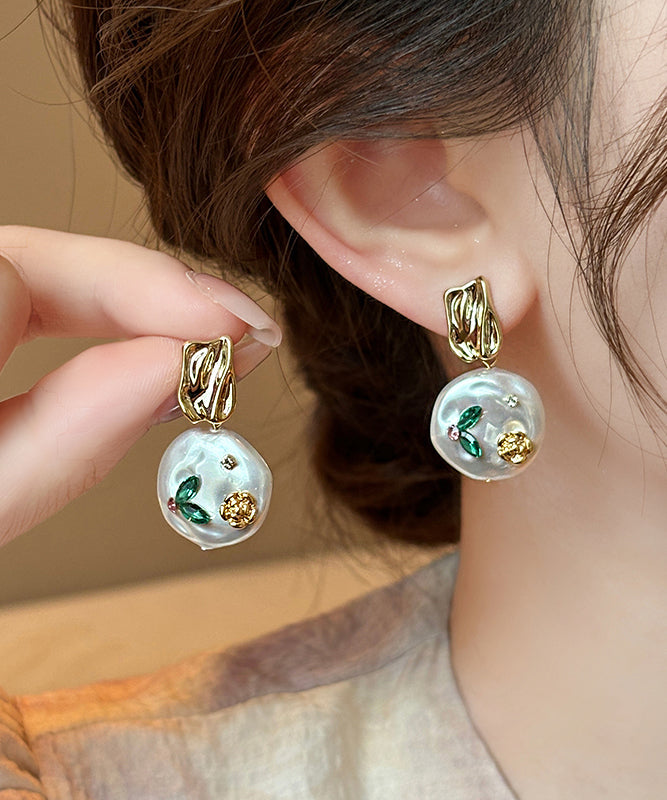 Design Gold Original Copper Alloy Earrings Drop Pearl