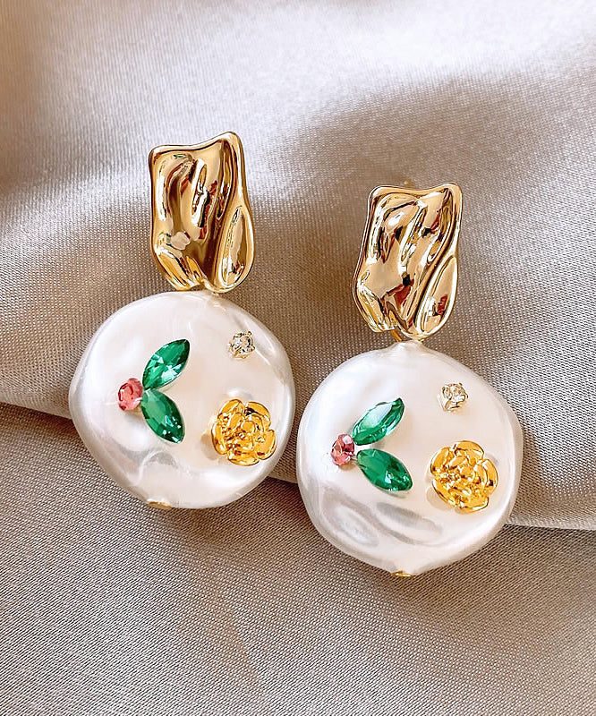 Design Gold Original Copper Alloy Earrings Drop Pearl