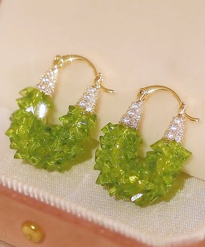 Original Design Green Copper Alloy Zircon Crystal Hoop Earrings RB021