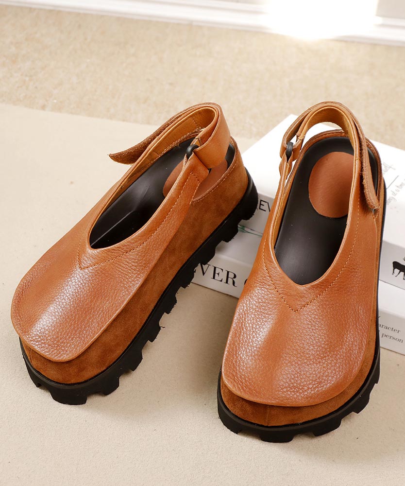 Original Design Handgemachte Braun Spleißen Plattform Flache Schuhe YC030