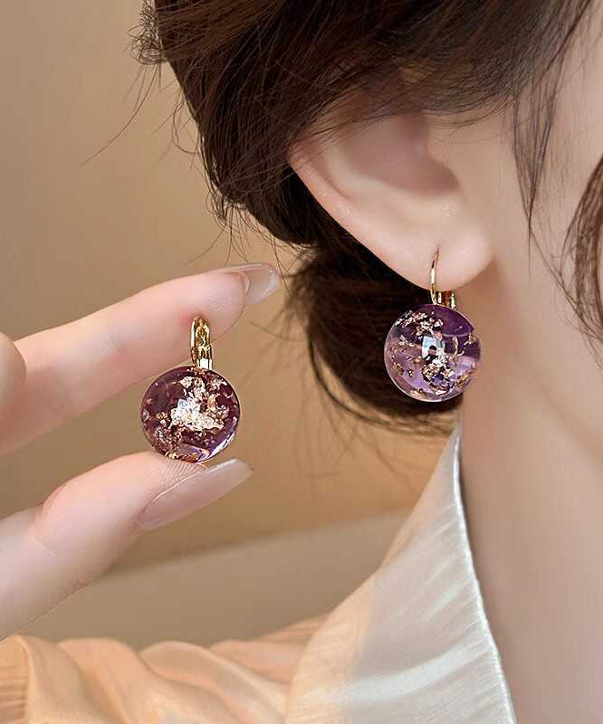 Original Purple Sterling Silver Alloy Gem Stone Stud Earrings WH017