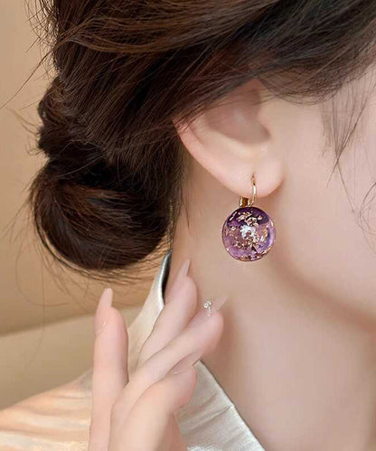 Original Purple Sterling Silver Alloy Gem Stone Stud Earrings WH017