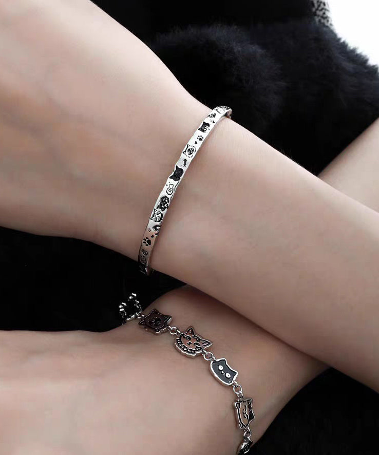Little Original Copper Charm Graffiti Silk Cats Bracelet