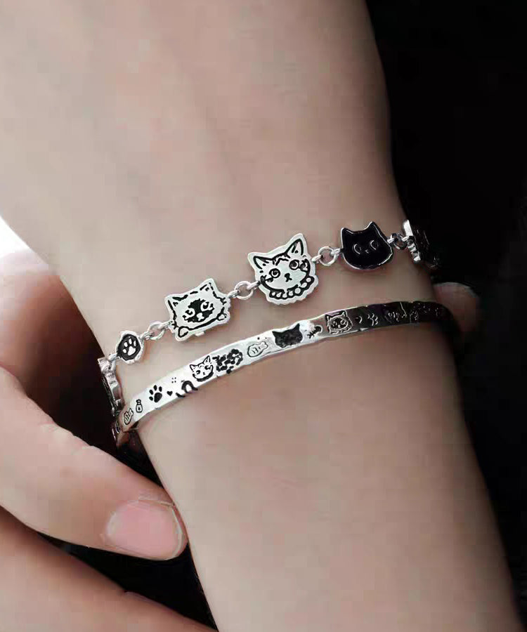 Little Original Copper Charm Graffiti Silk Cats Bracelet