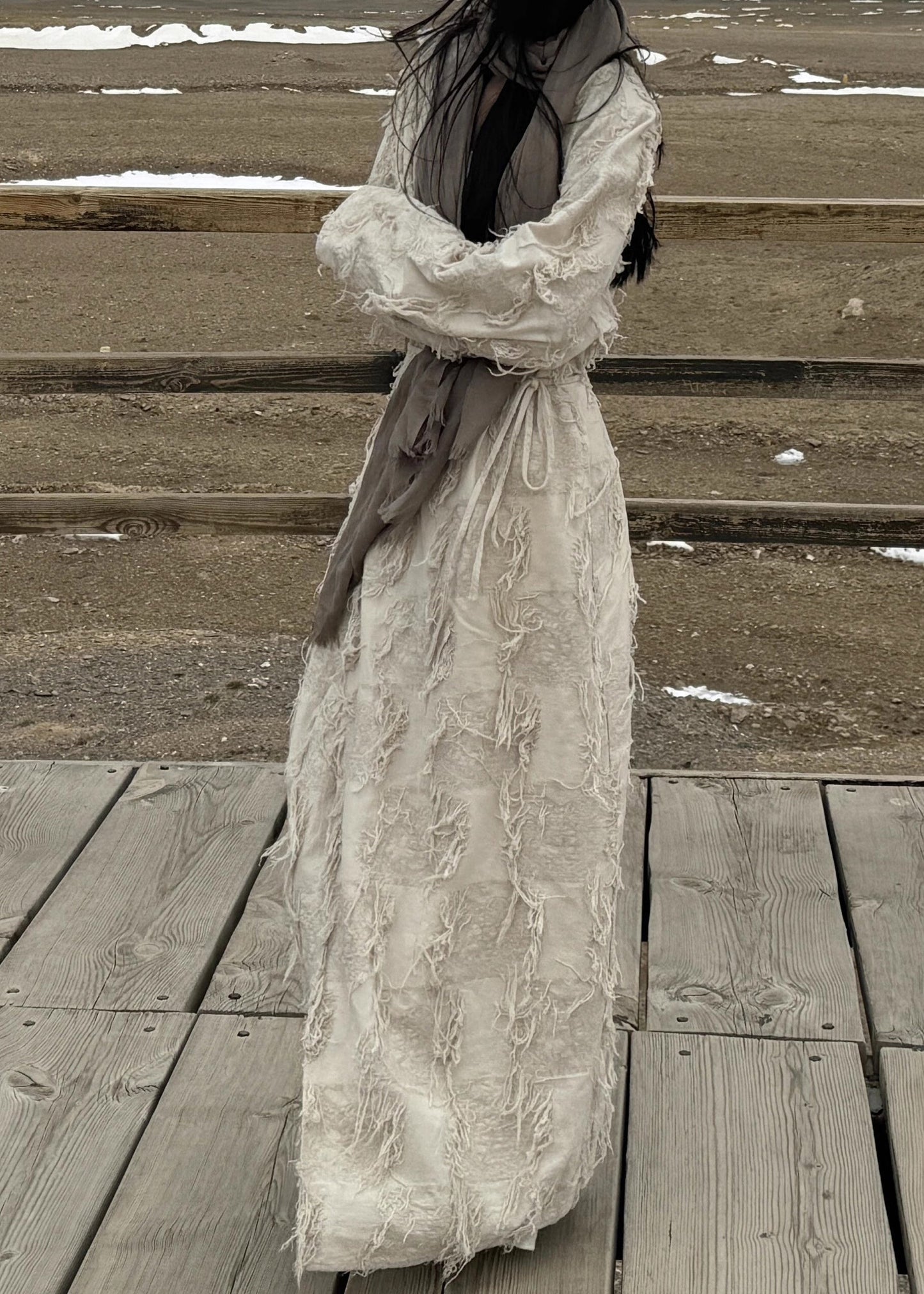 Original Neck Cardigan Lace Up Cotton Long V Tasseled Fall