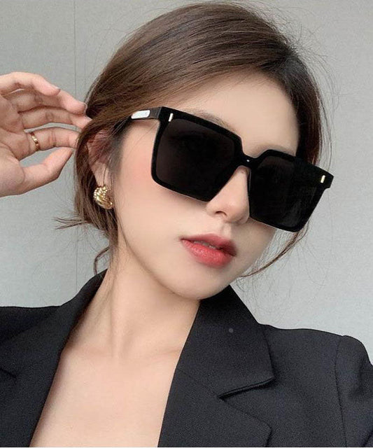 Oversize Black Temperament Square Large Frame Sunglasses XS1063