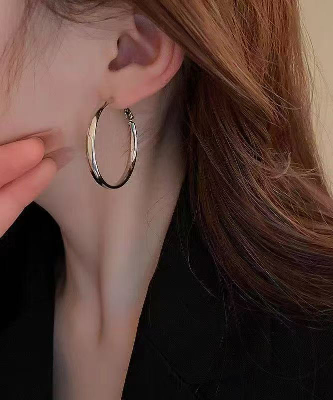 Circle Oversize Alloy Copper Gold Hoop Earrings