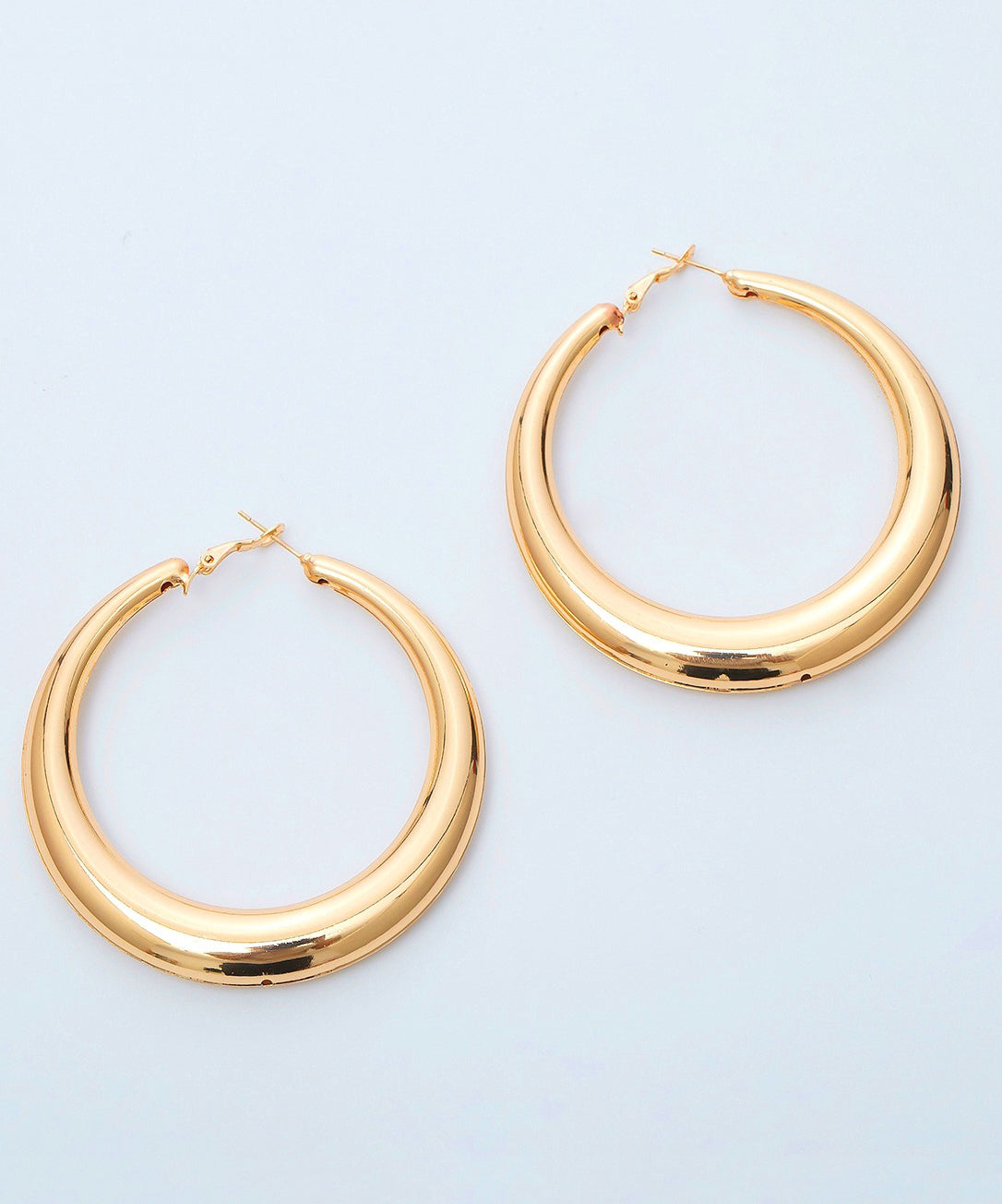Earrings Oversize Metal Oval Alloy Hoop Gold