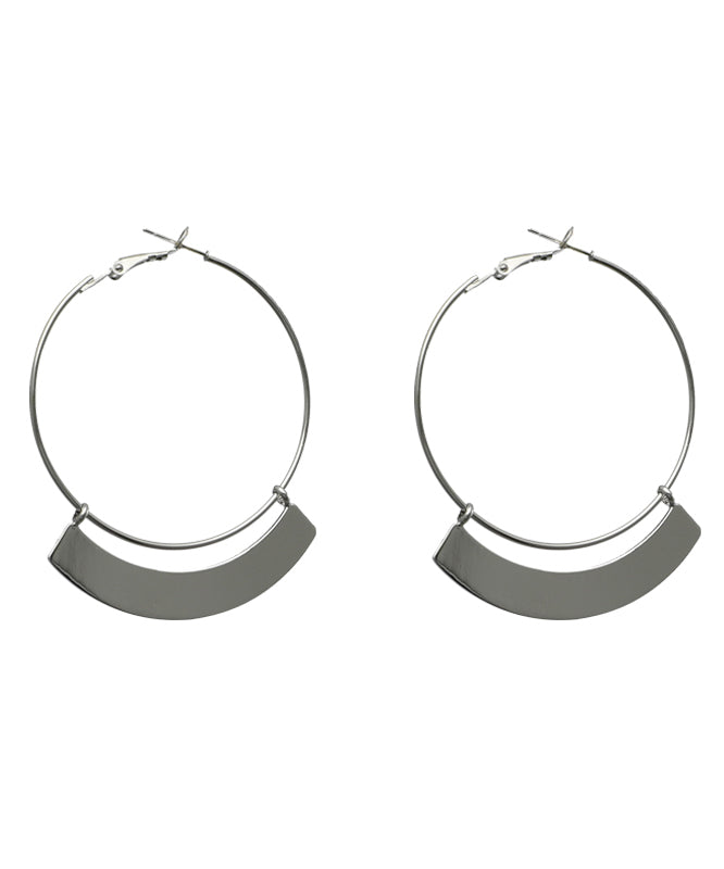 Boucles d'oreilles créoles surdimensionnées en alliage d'argent sterling et soie II006