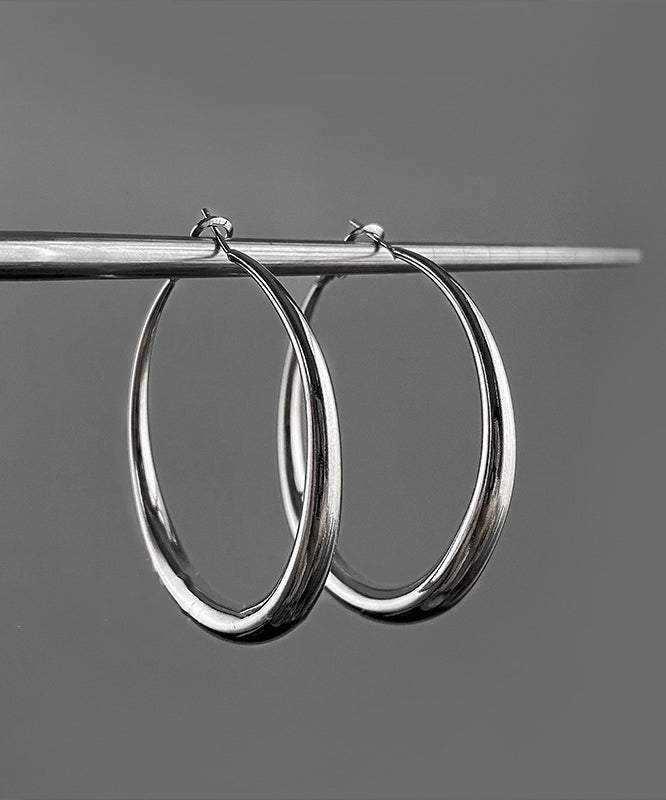 Boucles d'oreilles créoles surdimensionnées en argent sterling et soie MM079