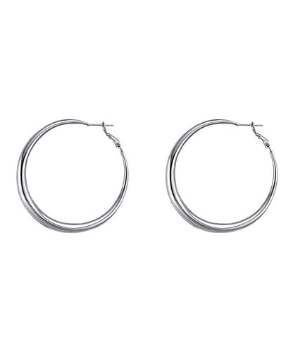 Oversize Silk Sterling Silver Big Circle Hoop Earrings MM079