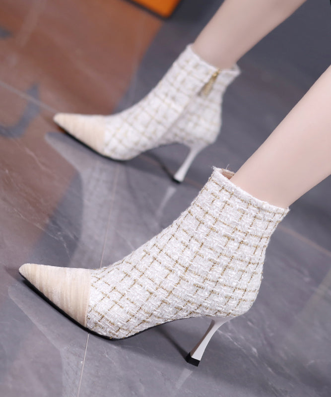 Pink Classy Splicing High Heel Boots Pointed Toe TP012