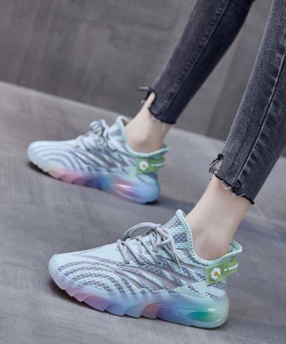 Pink Lace Up Splicing Breathable Mesh Platform Sport Shoes KJ027