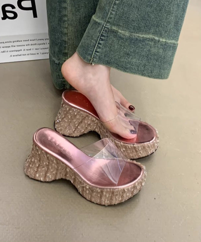 Sandals Sequins Slide Wedge Splicing Fine Stylish Pink