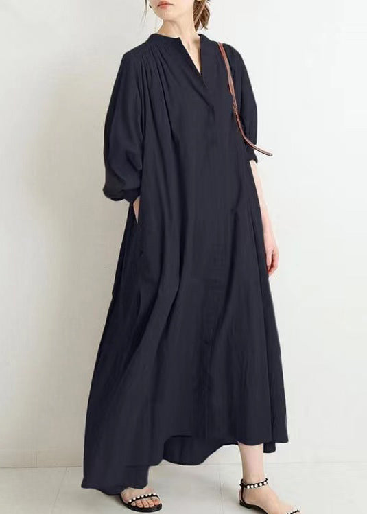 Robe chemise boutonnée en coton abricot grande taille à col rond, printemps TH034