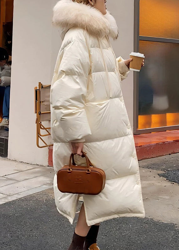 Übergröße Armeegrün Waschbärhaar Knopfkragen Langer Parka Winter RD20