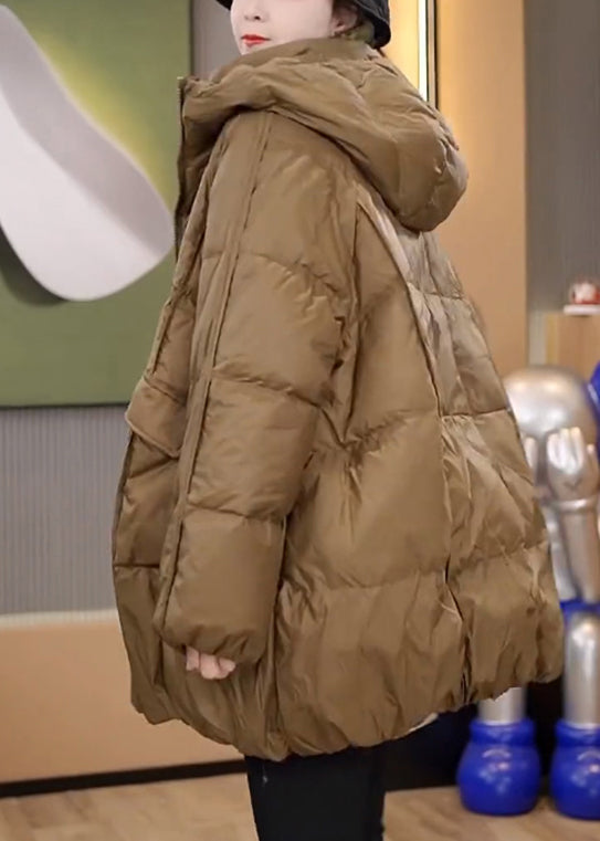 Parkas d'hiver en duvet de canard vert grande taille avec poches à capuche TD044