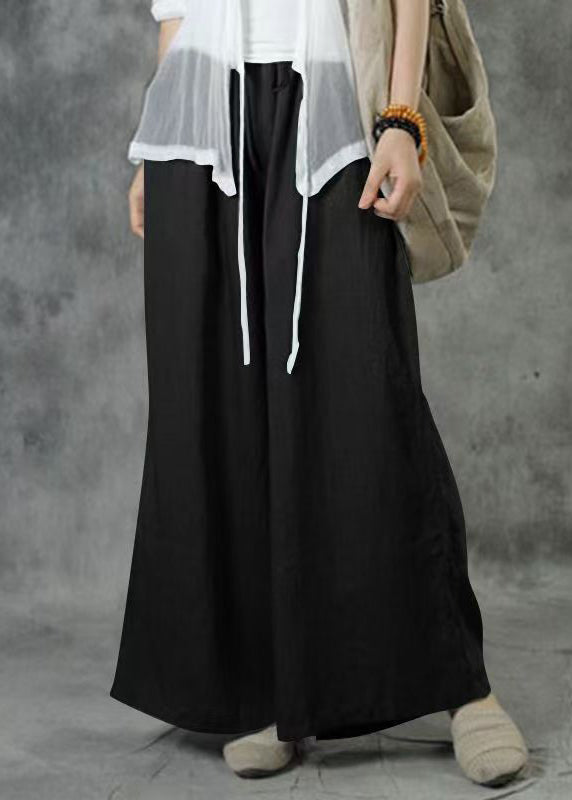 Elastic Summer Pockets Waist Wide Size Leg Pants Plus Khaki