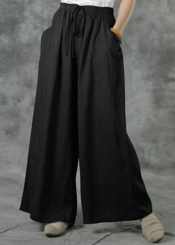 Elastic Summer Pockets Waist Wide Size Leg Pants Plus Khaki