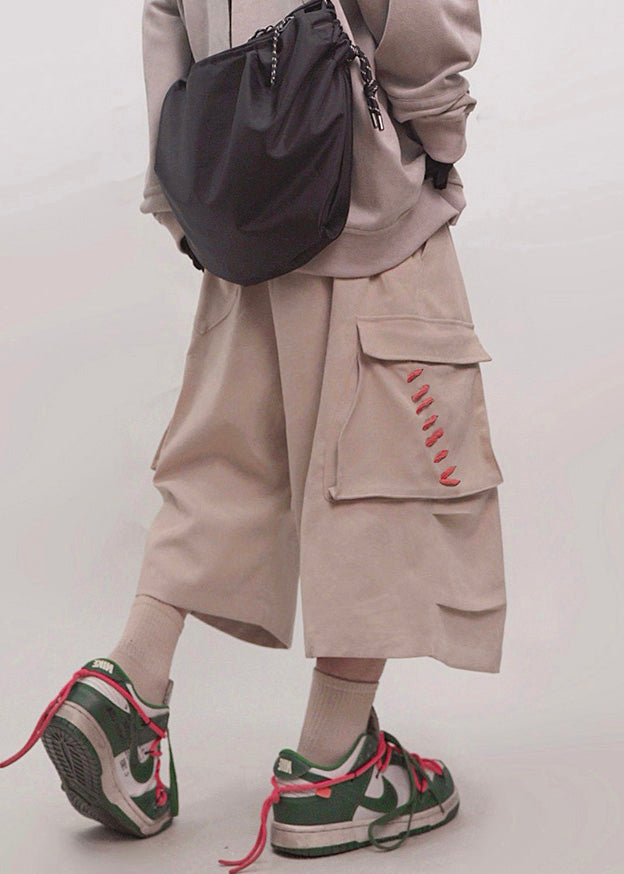 Männer Taschen Crop Khaki Elastische Baumwolle Hosen Taille Größe