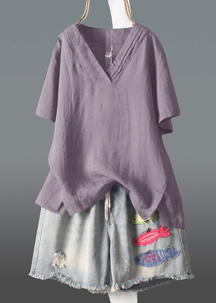 Sommergröße, knitteriges V-Navy-Ausschnitt-Leinen-Plus-Tank