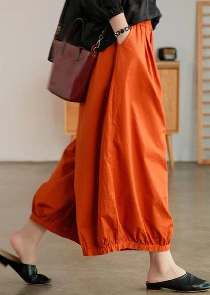 Plus Size Orange Pockets Cotton Lantern Pants Summer BV071