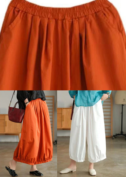 Plus Size Orange Pockets Cotton Lantern Pants Summer BV071