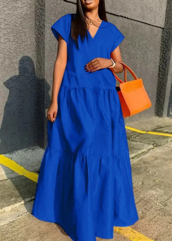 Dress V Plus Long Orange Summer Patchwork Size Neck