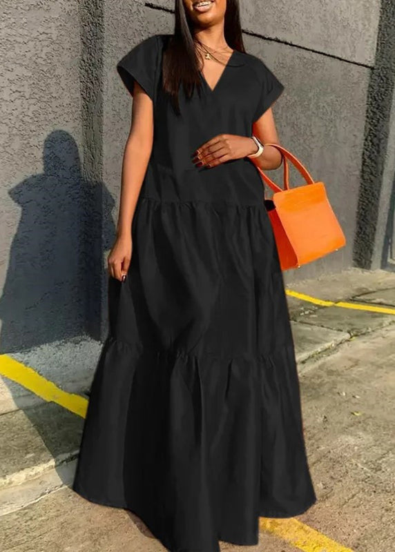 Dress V Plus Long Orange Summer Patchwork Size Neck