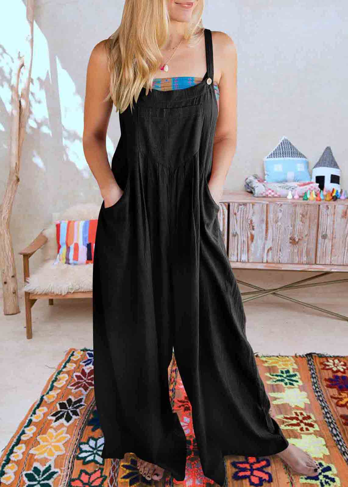 Wrinkled Size Jumpsuits Summer Plus Linen Overalls Oversized