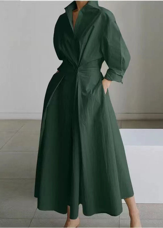 Green Fit Cinched Size Maxi Silm Spring Dresses Tea Plus