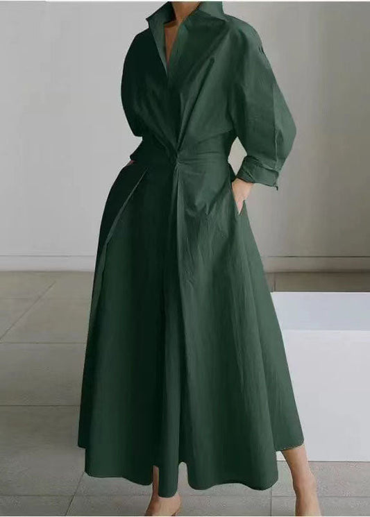 Green Fit Cinched Size Maxi Silm Spring Dresses Tea Plus