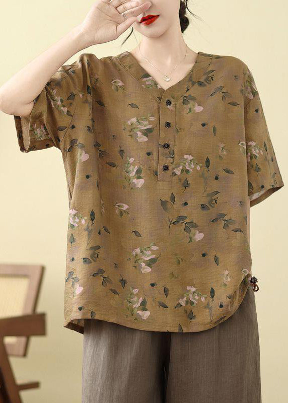 Chemise blanche boutonnée à imprimé d'été taille T Plus