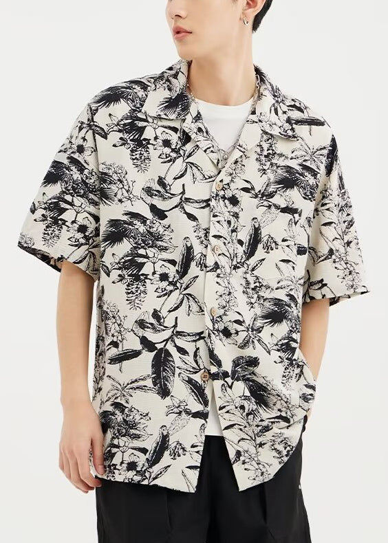 Button Print Men Shirts Design Original Summer Cotton