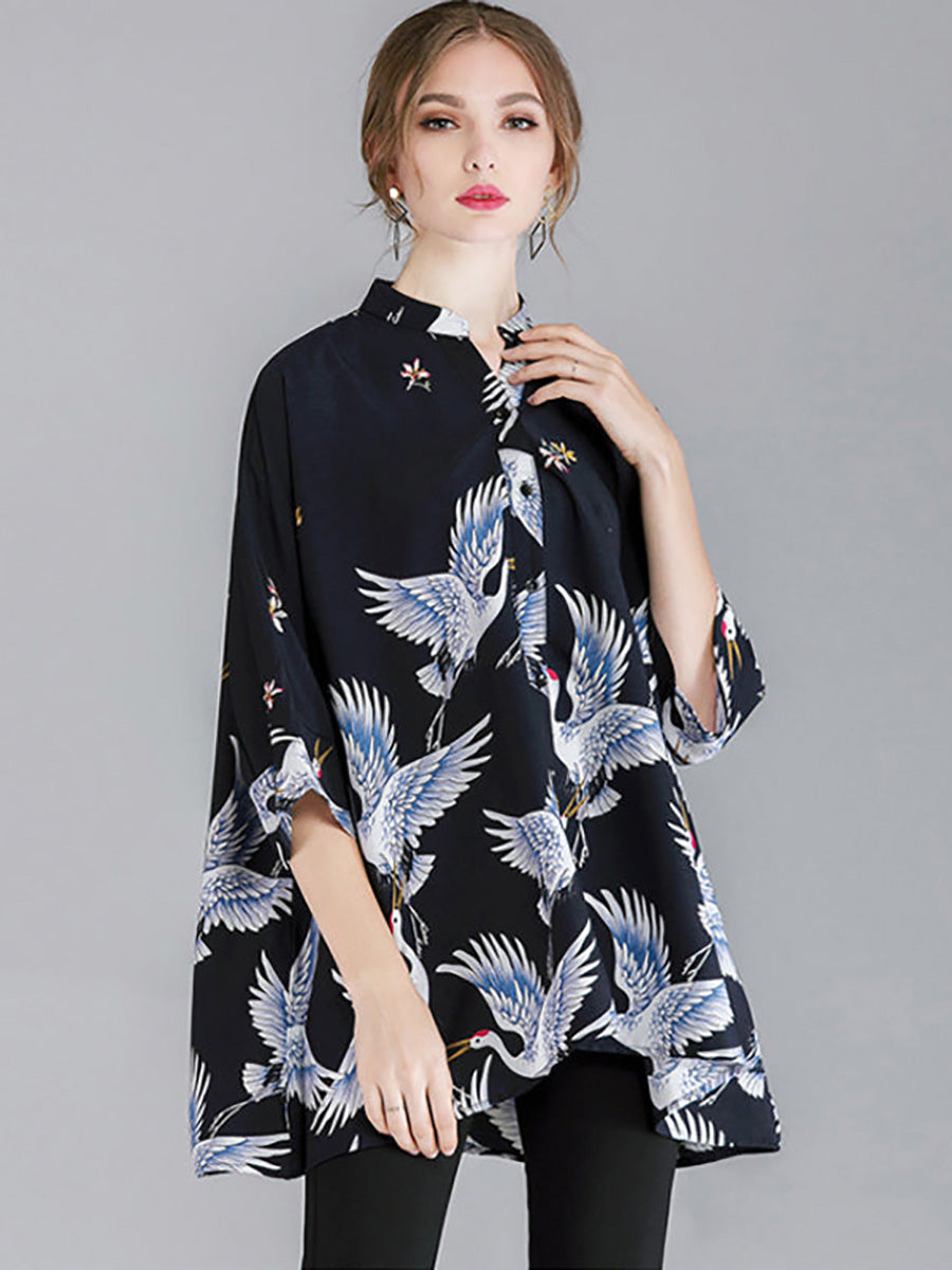 Chemise ample à imprimé animal pour femme grande taille RR1063
