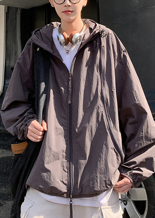 Manteau à capuche zippé surdimensionné violet UPF 50+ pour homme