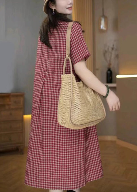 Shirt Peter Dresses Pan Plaid Linen Collar Red Summer