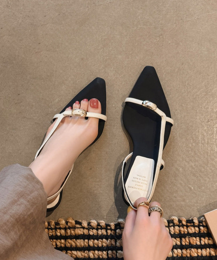 Red Sandals Splicing Kitten Toe Pointed Peep