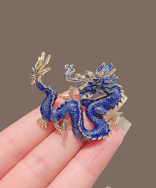 Regular Blue Alloy Enamel Dragon Shaped Brooches WP014