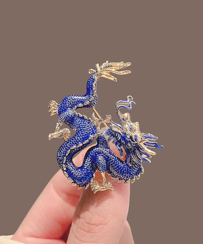 Regular Blue Alloy Enamel Dragon Shaped Brooches WP014