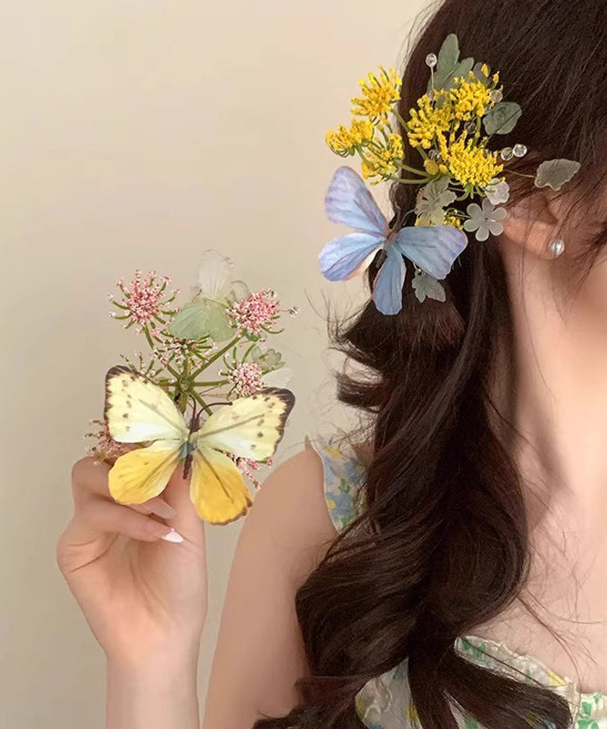 Schmetterling Haarnadel Legierung Blau Retro Floral