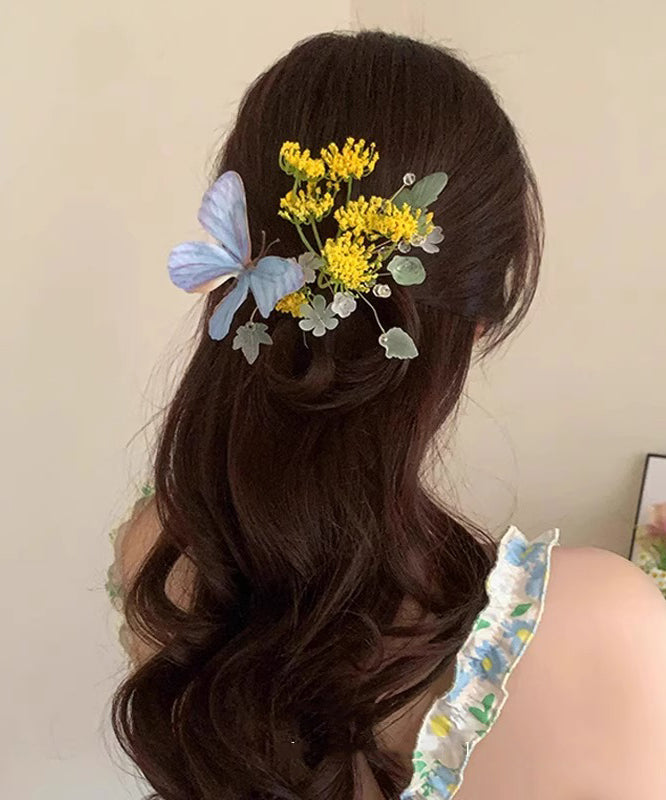 Schmetterling Haarnadel Legierung Blau Retro Floral