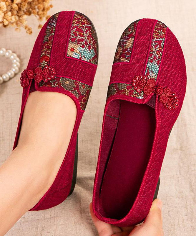 Rote Retro Schuhe Knopf bestickt Spleißen orientalischen flachen