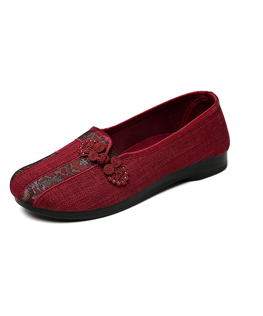 Rote Retro Schuhe Knopf bestickt Spleißen orientalischen flachen