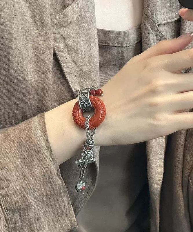 Silk Retro Gourd Butterfly Silver Chain Sterling Bracelet