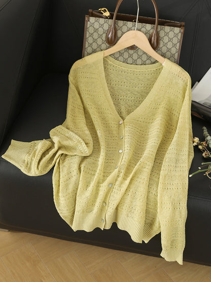 Women Spring Solid Casual V-Neck Knitted Shirt SC1009