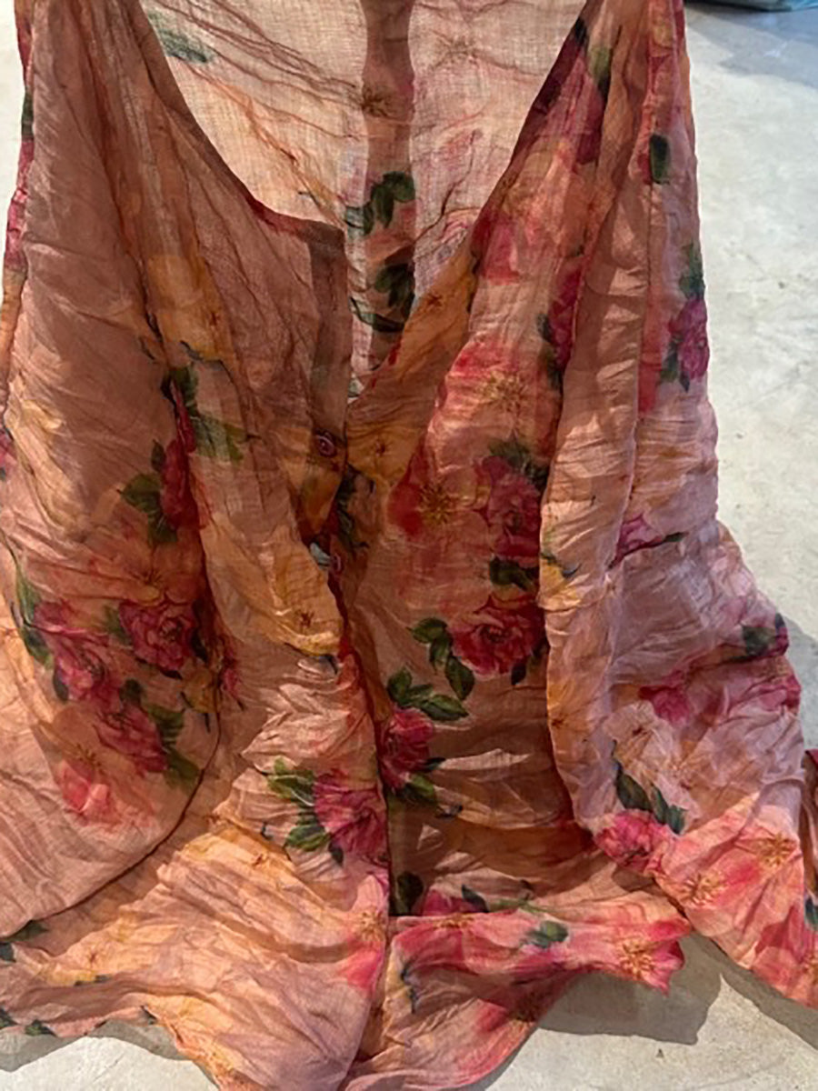Hemd Oansatz Herbst Frauen Taste Floral Vintage Ramie