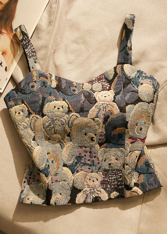 Haut bustier en jacquard à imprimé ours sexy, printemps YK027