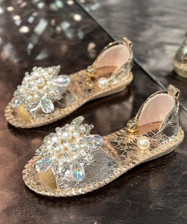 Faux Bead Stylish Hiking Splicing Nail Silver Leather Sandals