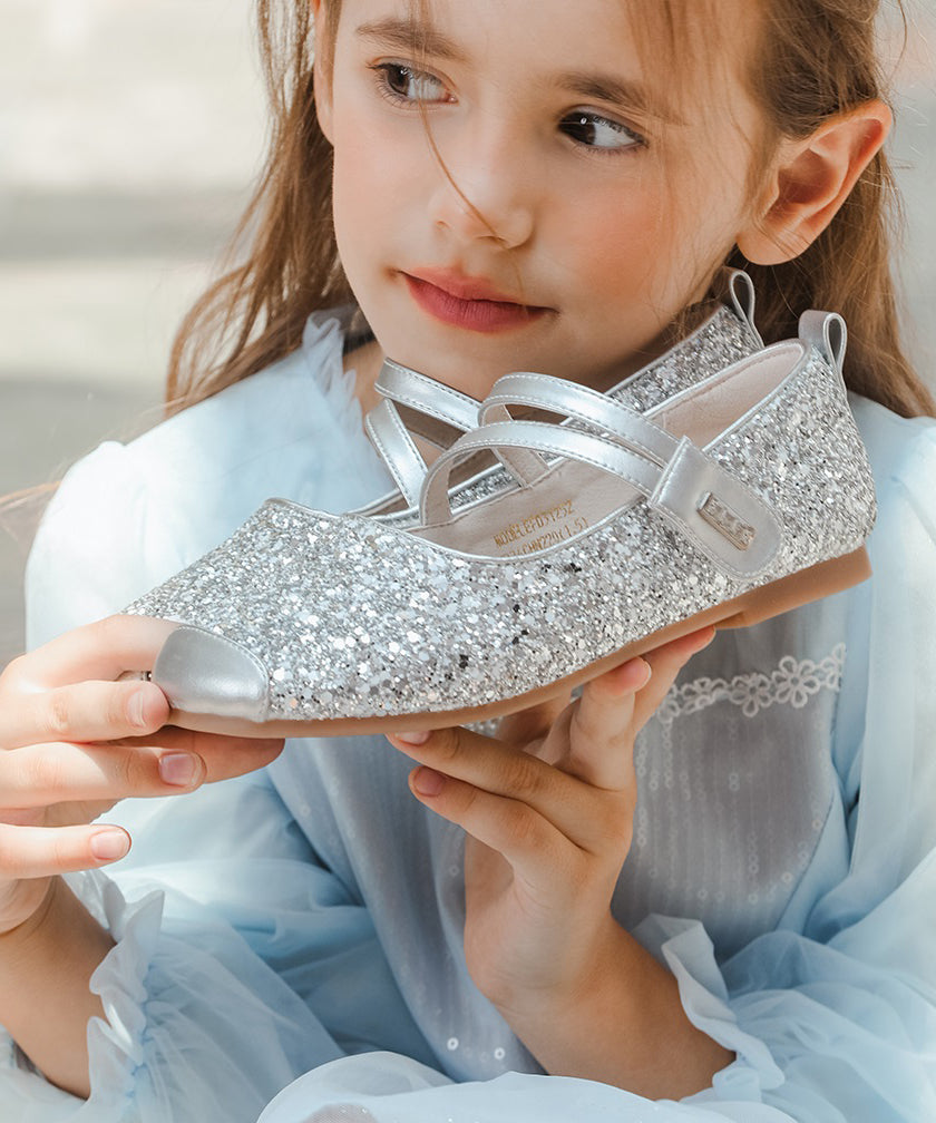 Faux Shoes Flat Strap Kids Buckle Leather For Silver Girls